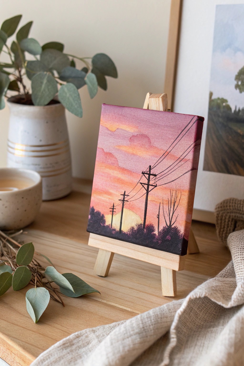 Urban sunsets, reimagined in miniature—minimalist beauty for your shelf.