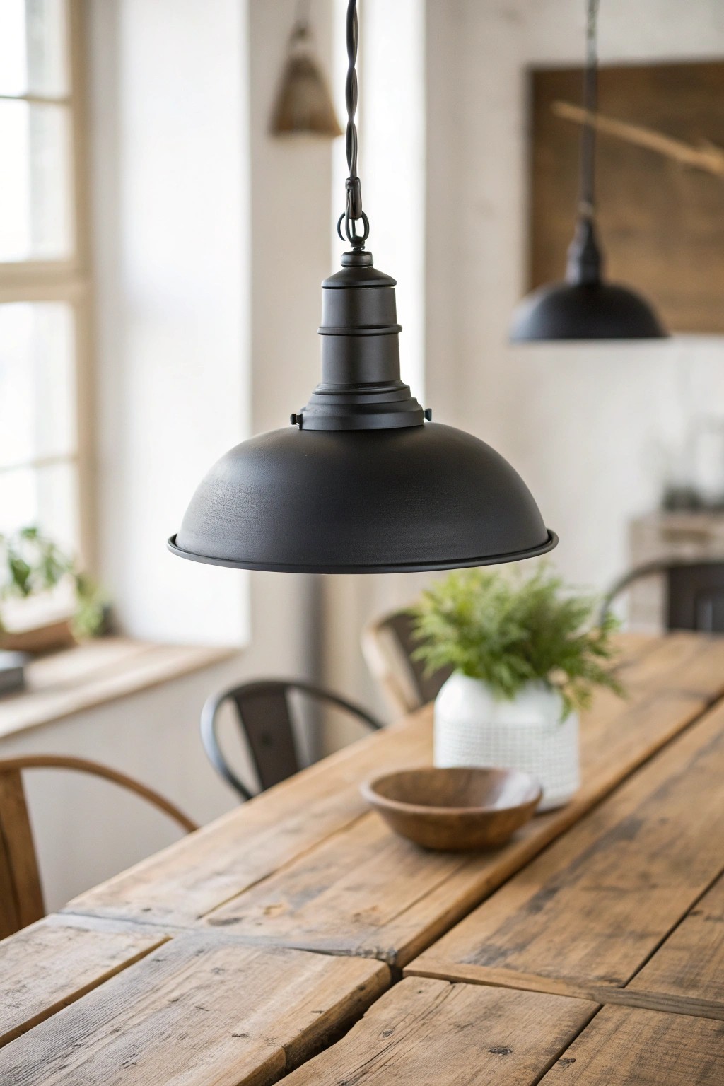 Elevate your dining space with a striking industrial metal pendant—simple, bold, and beautifully crafted.