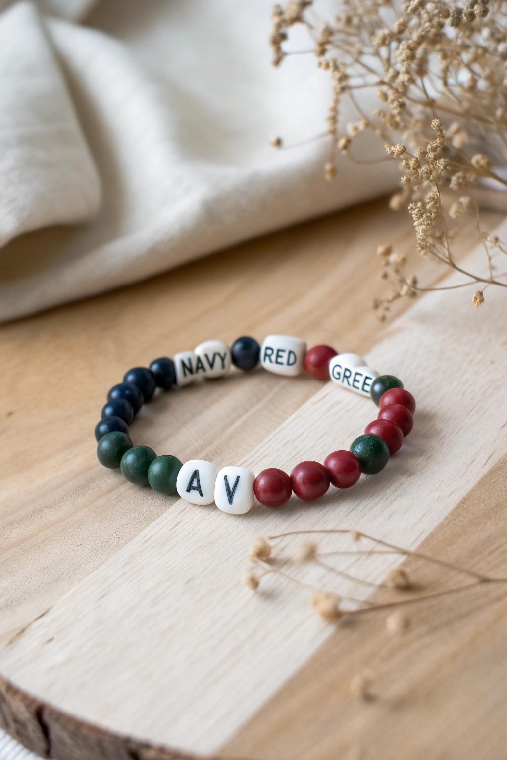 Varsity spirit, handcrafted – celebrate your team with a minimalist clay bead bracelet.