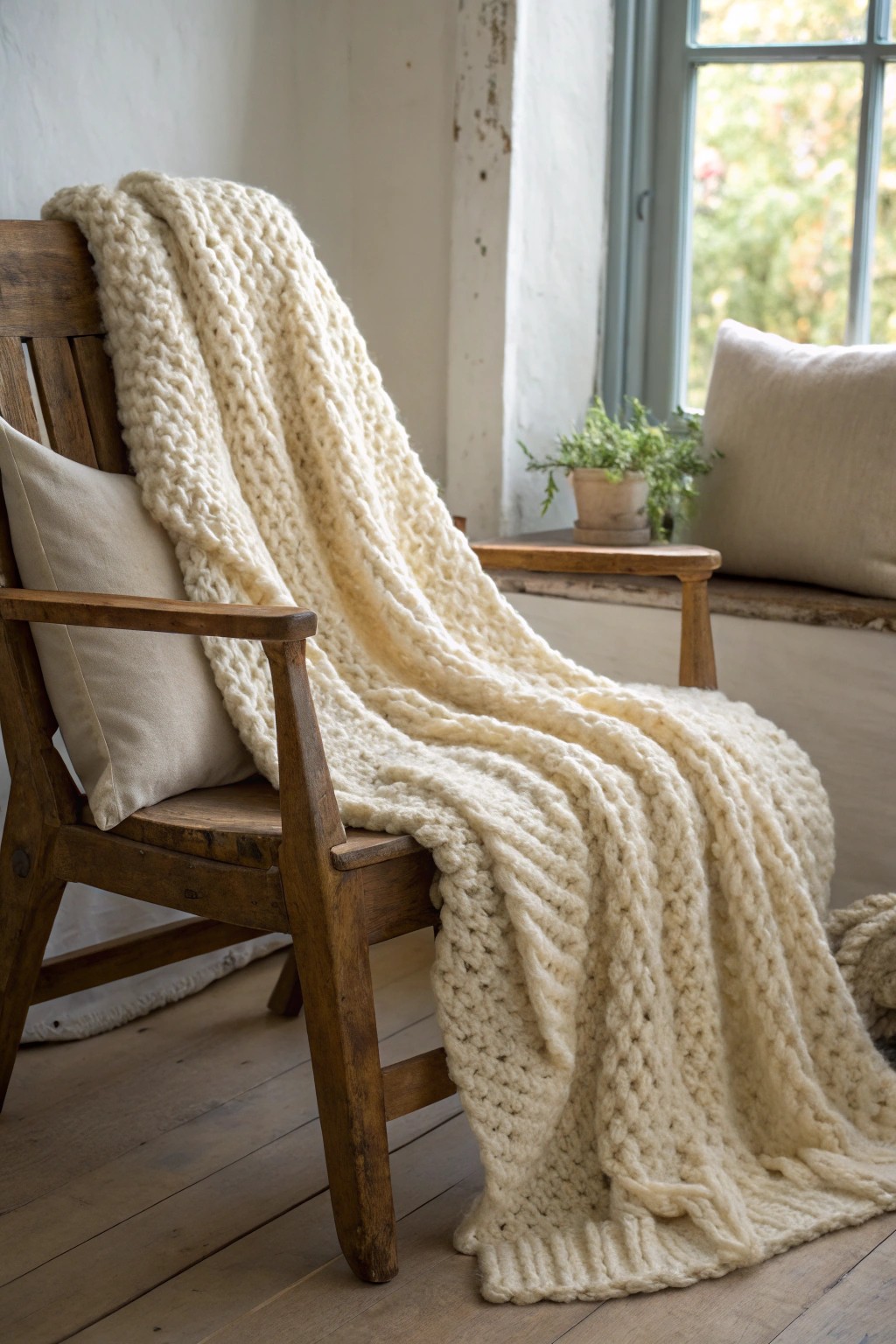 Cozy up your space with a chunky knit throw—where texture meets timeless comfort.