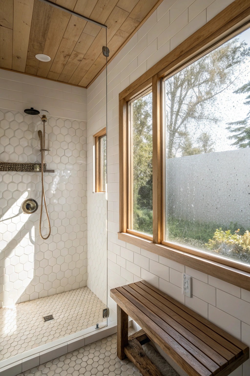 Let natural light transform your small walk-in shower into a serene retreat.