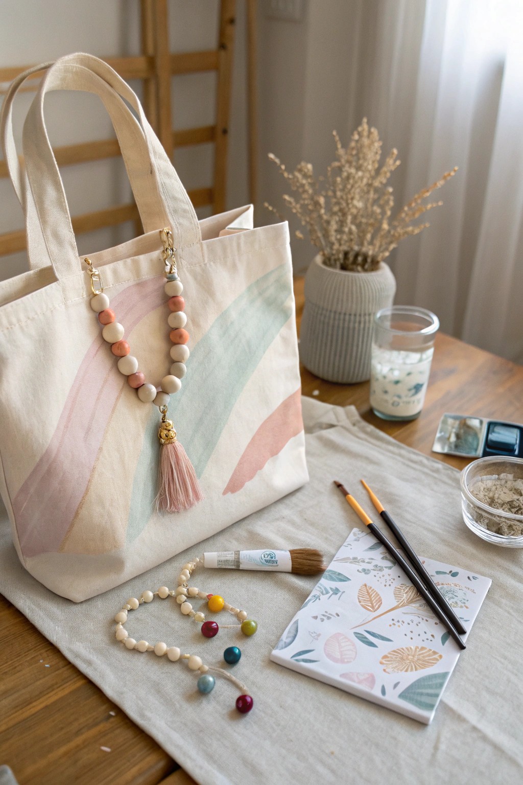 Chic craft station inspiration—where creativity and natural beauty meet for the perfect birthday celebration.