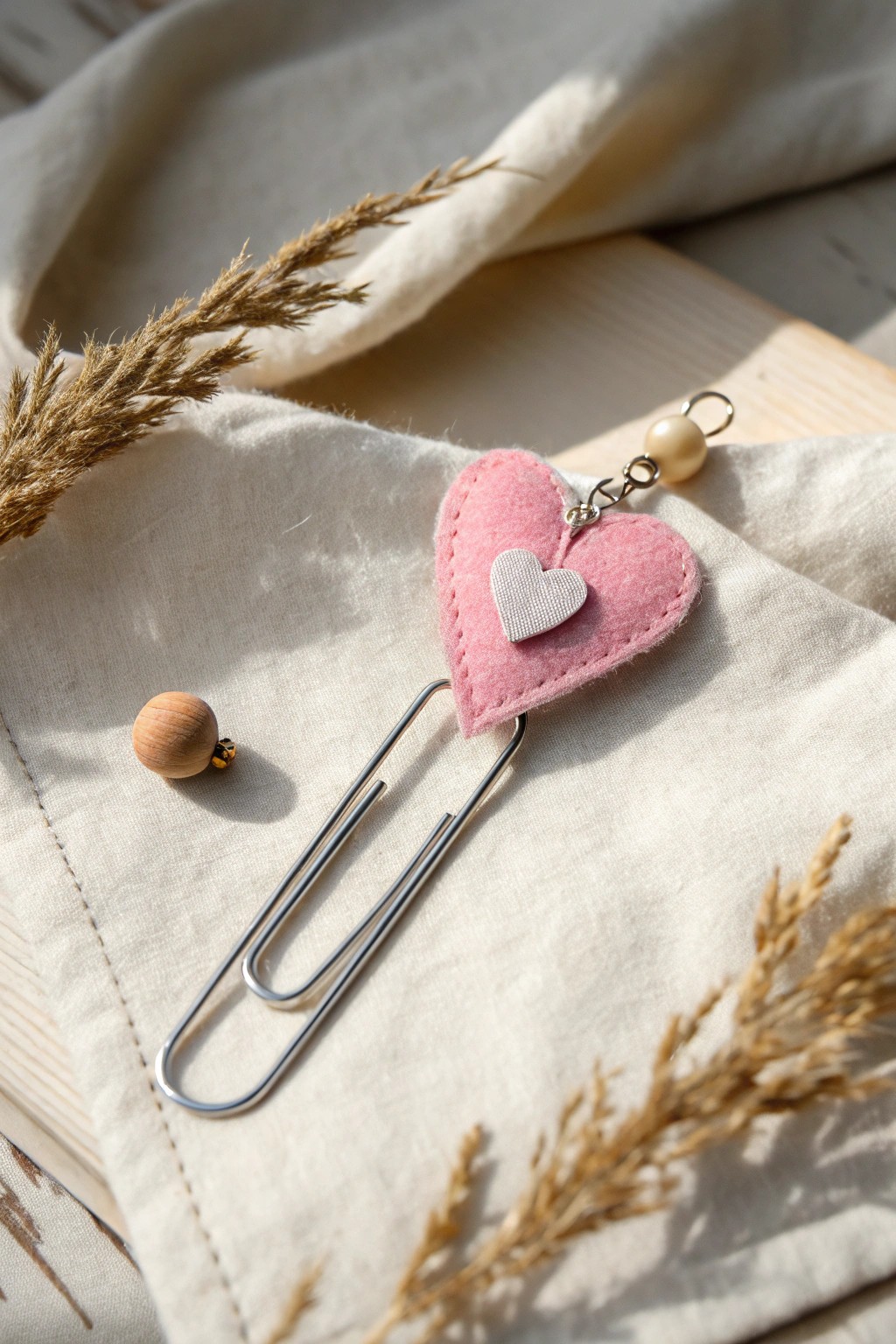 Charming upcycled paper clip bookmark with a touch of handmade flair.