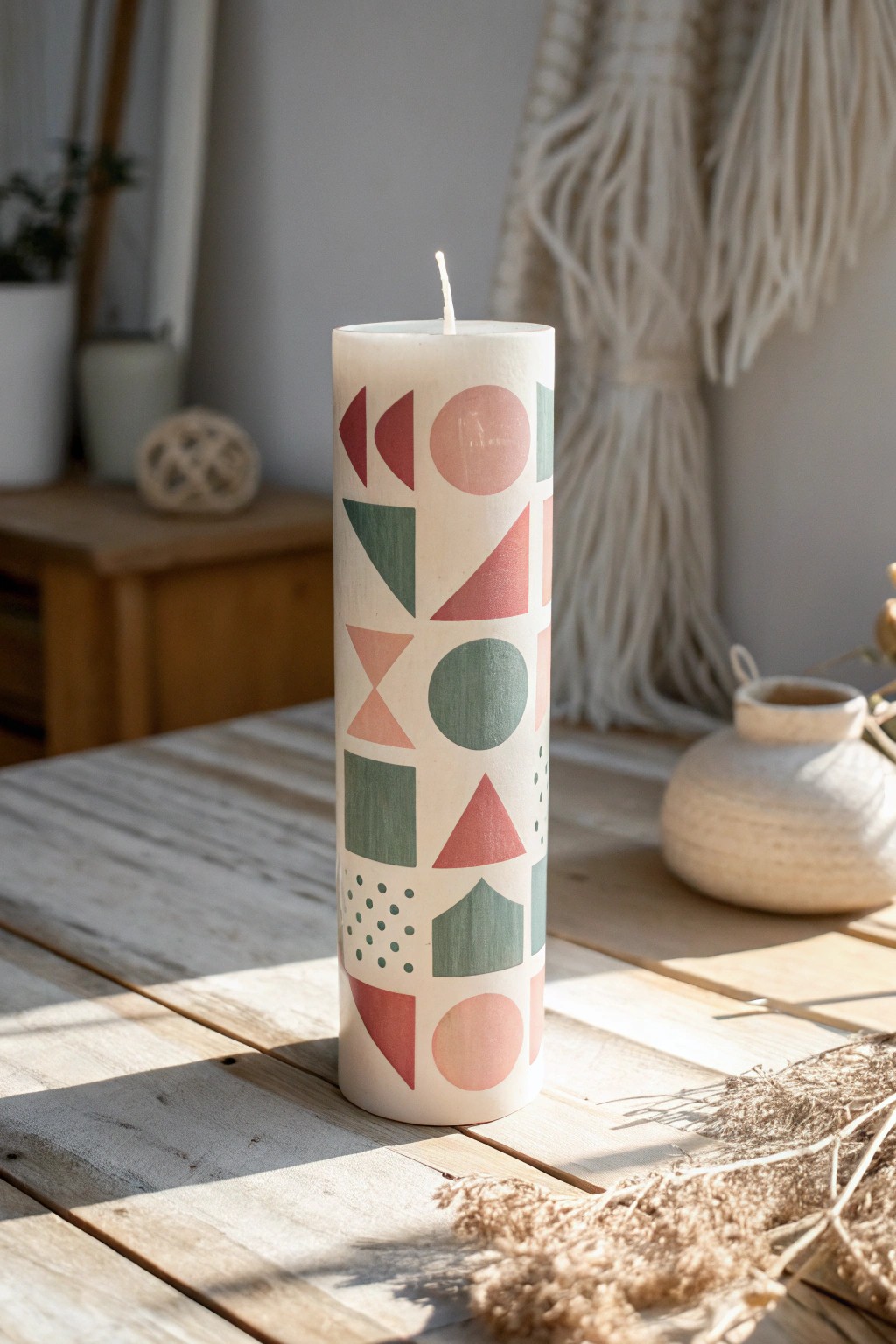 Make a statement with bold geometric shapes on your favorite candle—Scandi minimalism meets playful artistry.