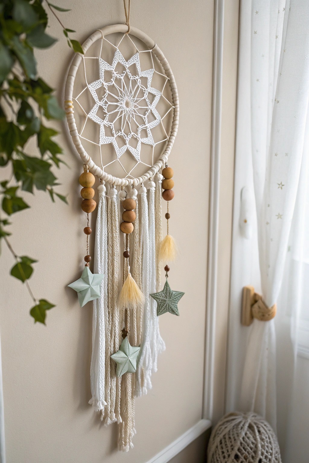 Minimalist dream catcher magic—handcrafted beauty with a modern, boho twist.