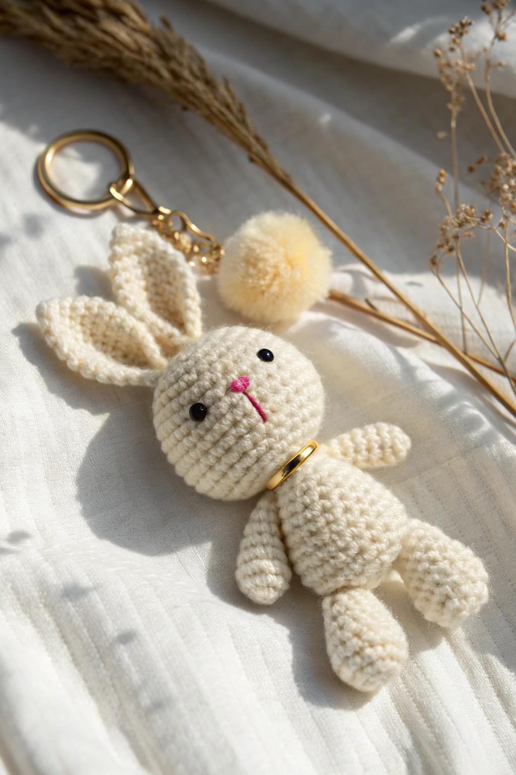 Charming bunny amigurumi keychain – the perfect handcrafted accessory for your bag!