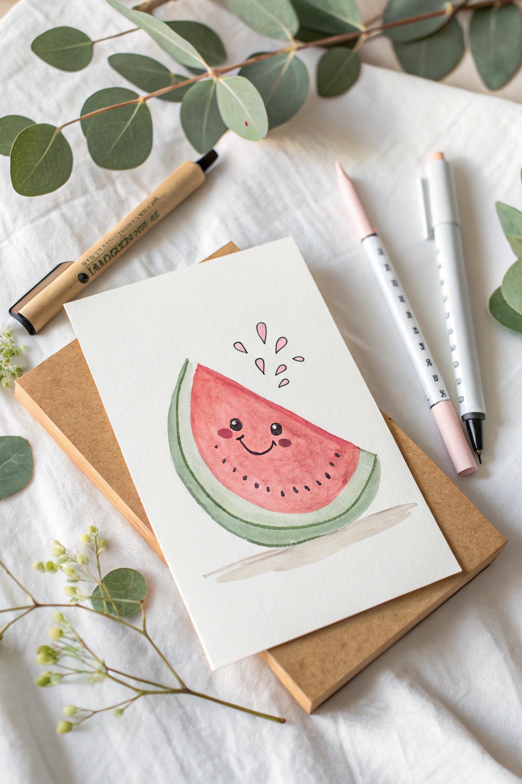 Spread summer smiles with a hand-drawn watermelon card—sweet, simple, and oh so cute!