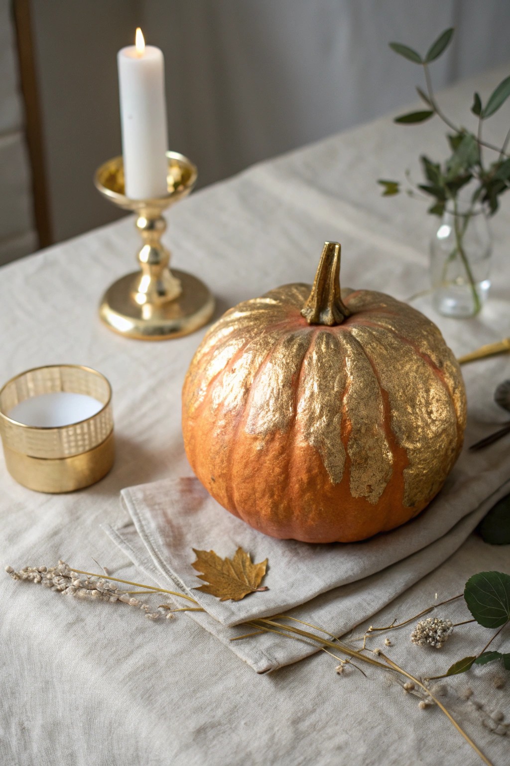 Add a touch of luxe to your fall decor with a handcrafted gilded pumpkin.