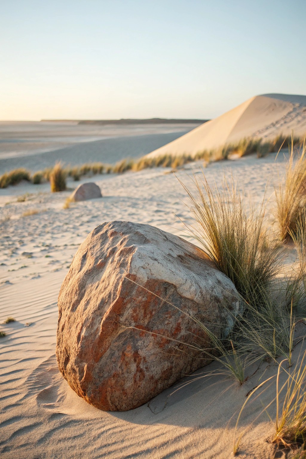 A striking desert boulder stands as a natural work of art—simplicity and beauty in the landscape.