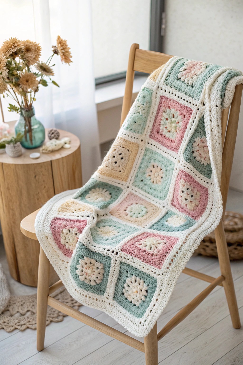 Handcrafted granny square baby blanket—where every stitch tells a story.