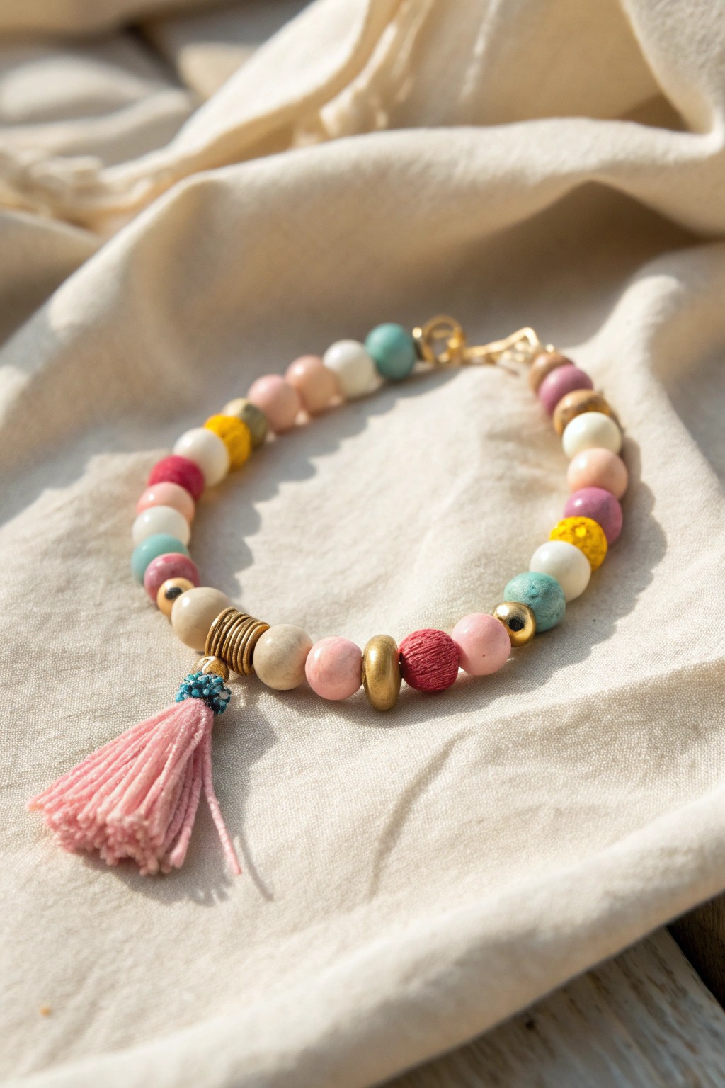 A joyful mix of colors—preppy clay bead bracelet for your happiest days.