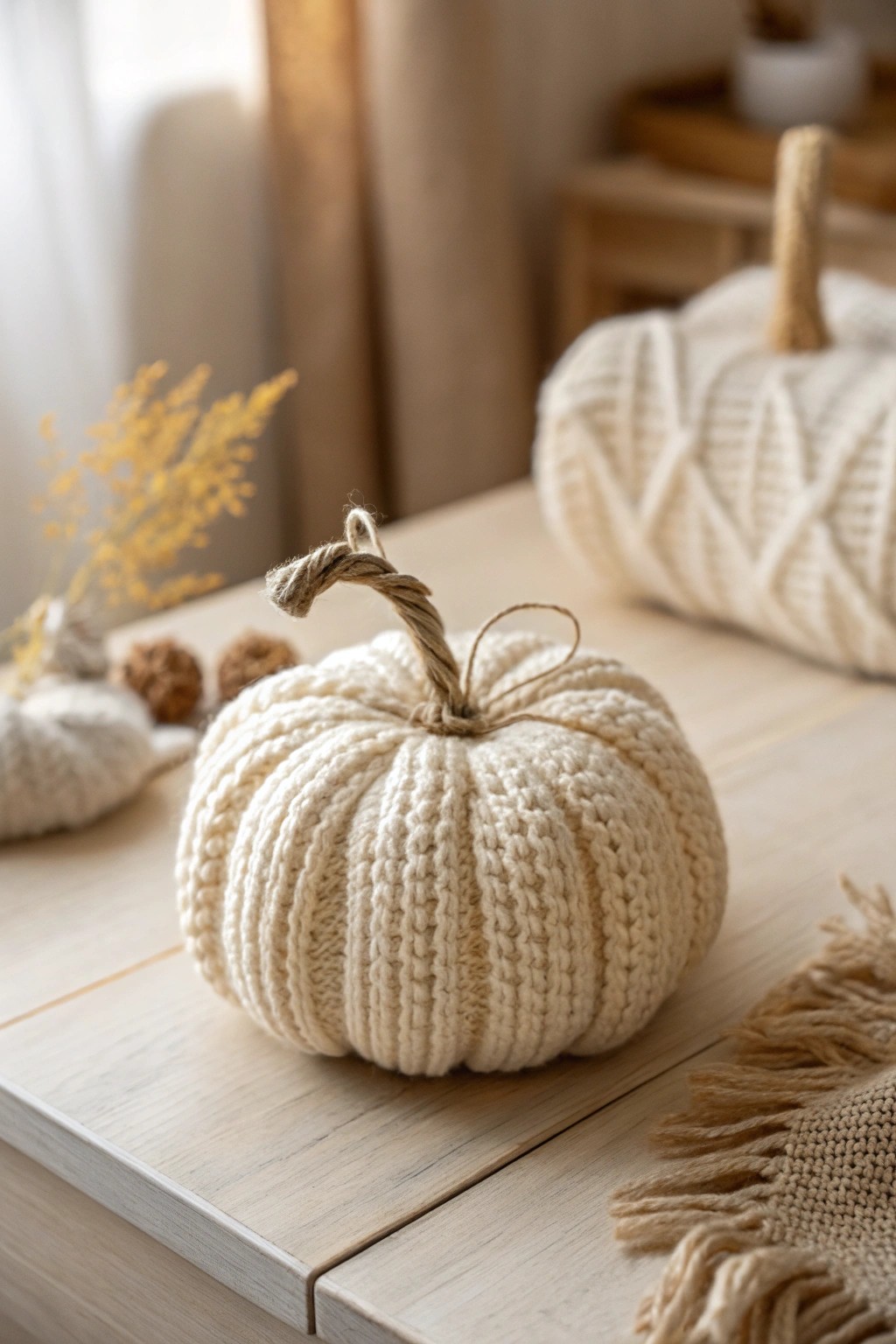 Cozy up your space with this charming chunky yarn pumpkin — the essence of autumn, handmade.