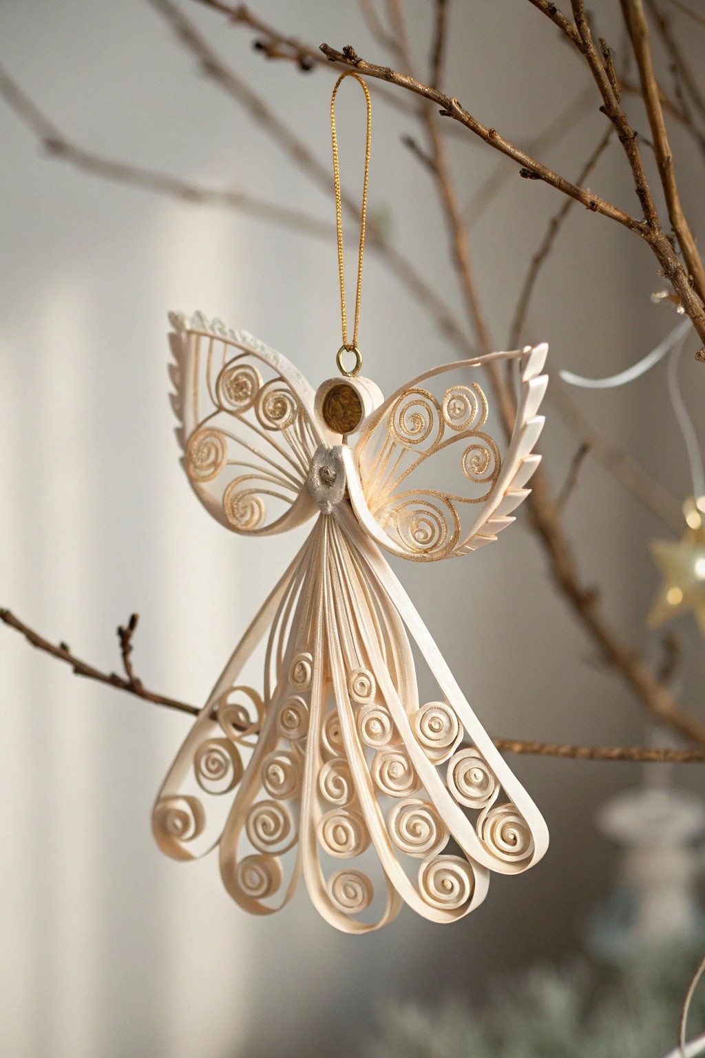 A modern quilled angel brings handcrafted elegance to your holiday decor.