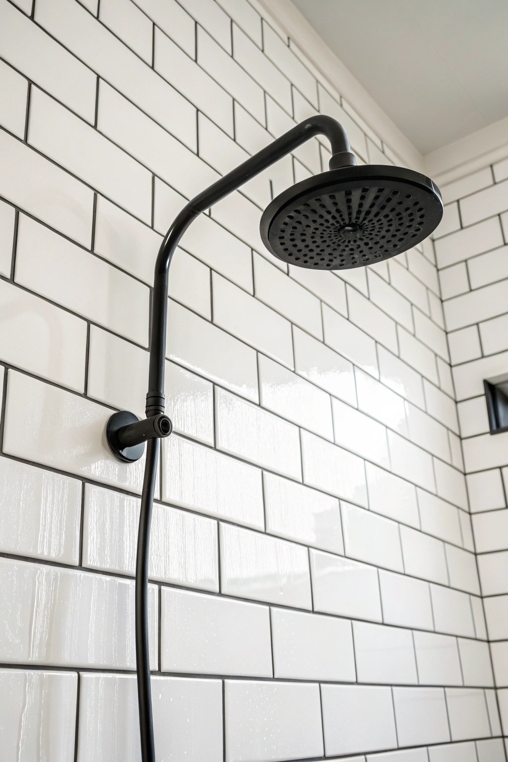 Elevate your shower with bold, matte black fixtures for a modern touch.