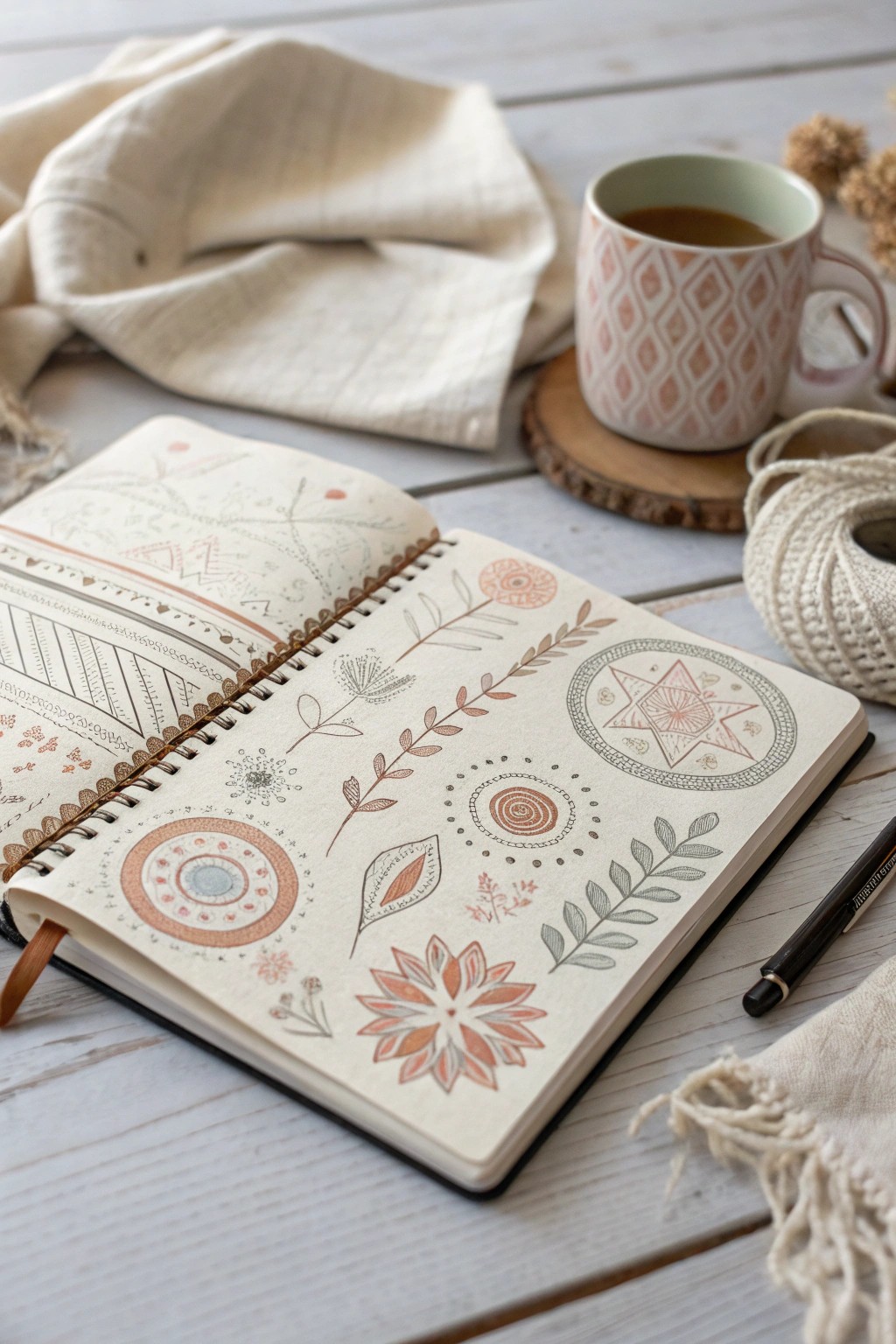 Inspired by home textiles: turn your favorite patterns into beautiful sketchbook art.