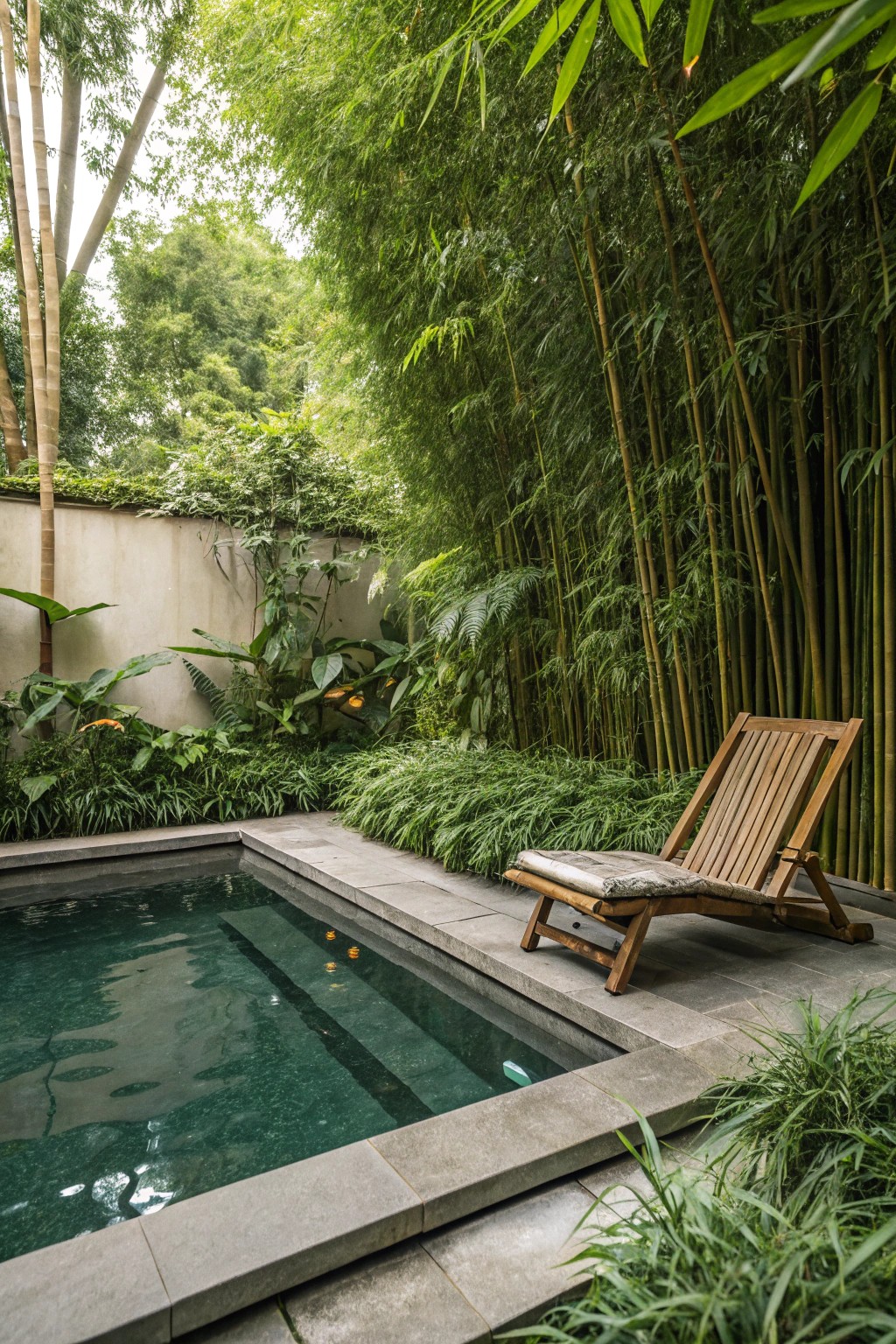 Transform your pool into a serene hideaway with lush, natural greenery.