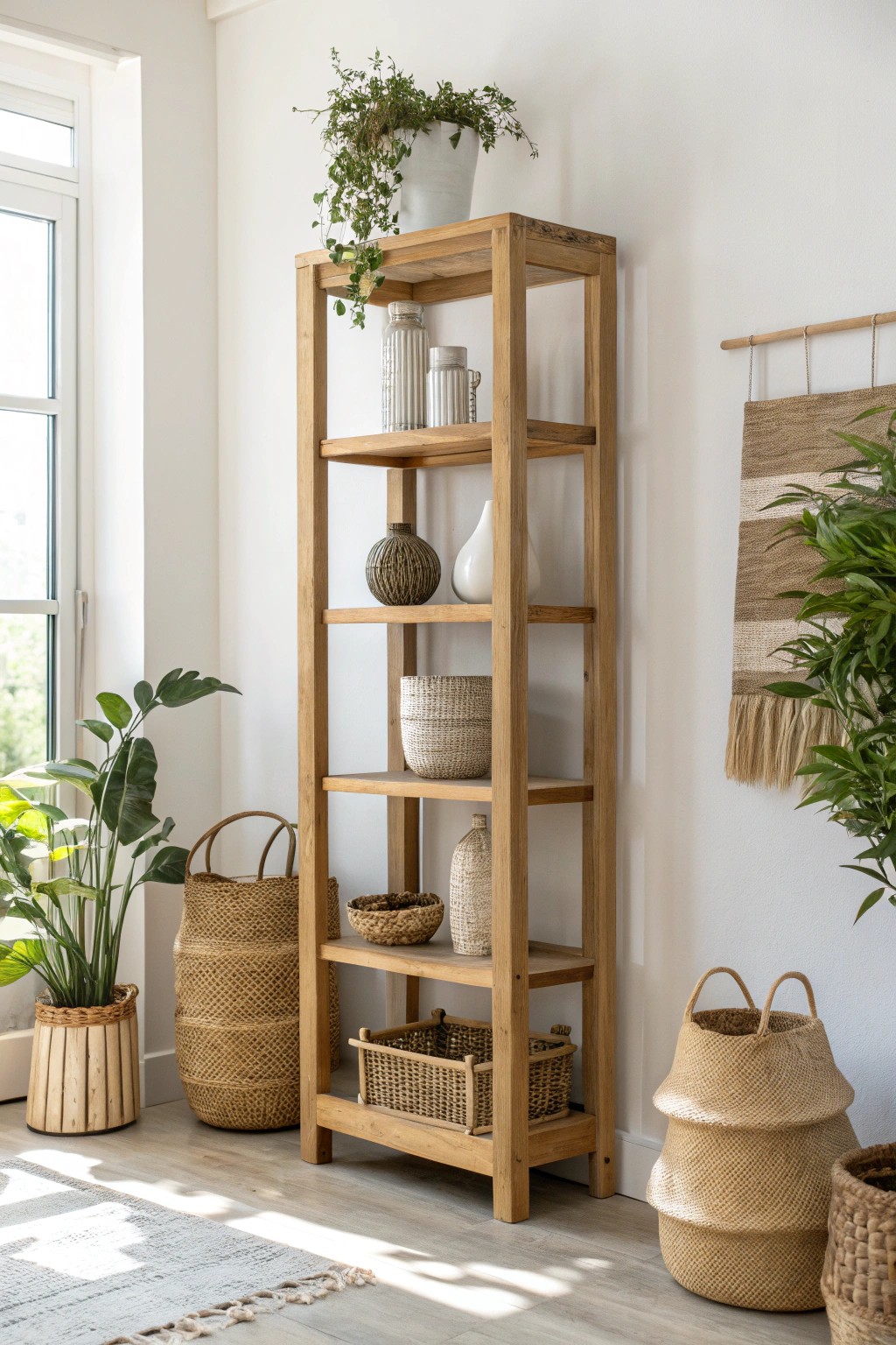 Elevate your space: Tall shelves bring beauty and order to studio living.