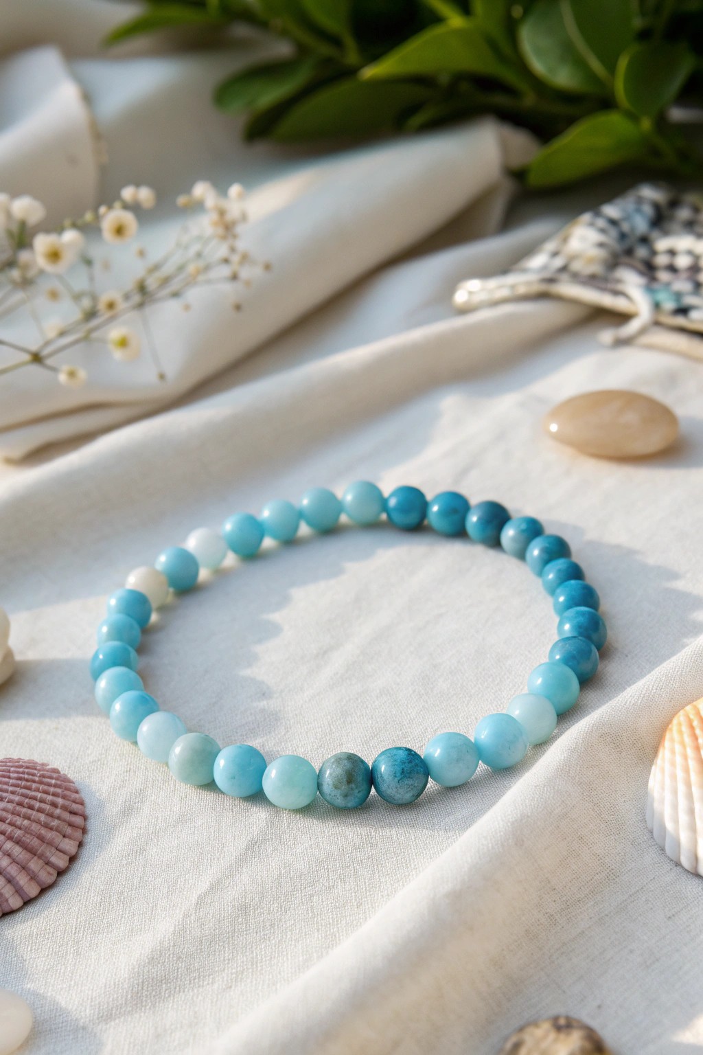 Ombre bead bracelet: effortless artistry in every shade of blue.