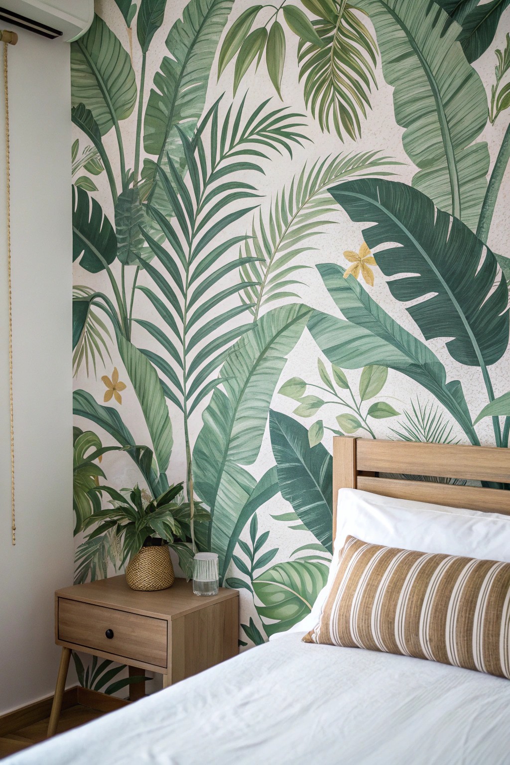 Bring nature indoors with a statement botanical accent wall.