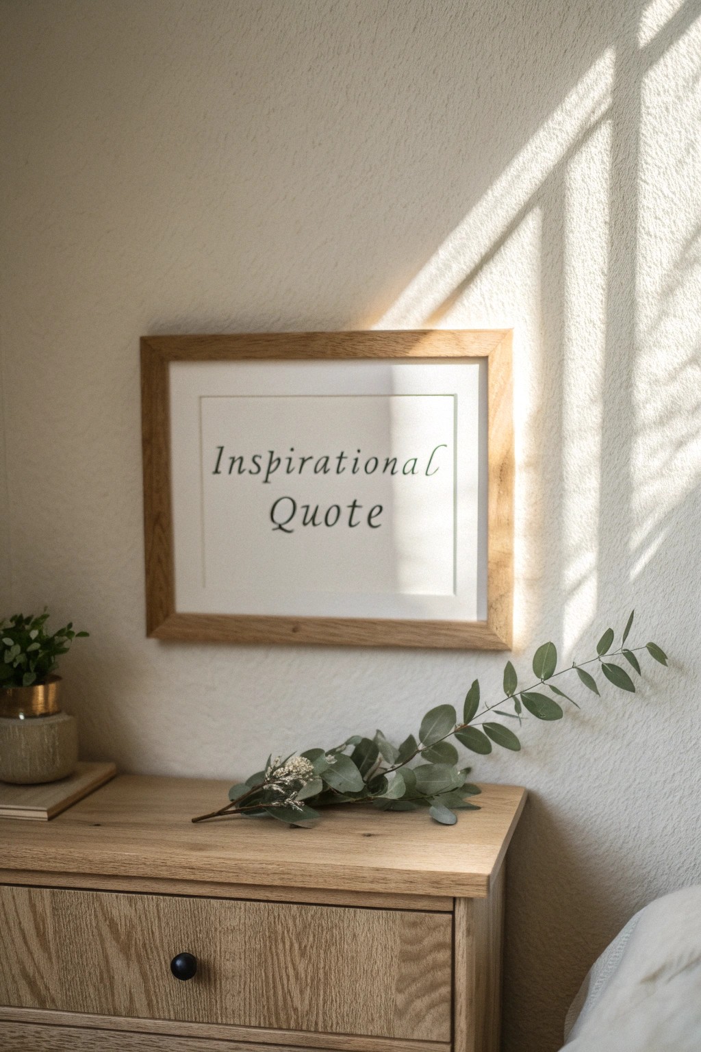 A favorite quote, beautifully framed—simple inspiration for your bedroom sanctuary.