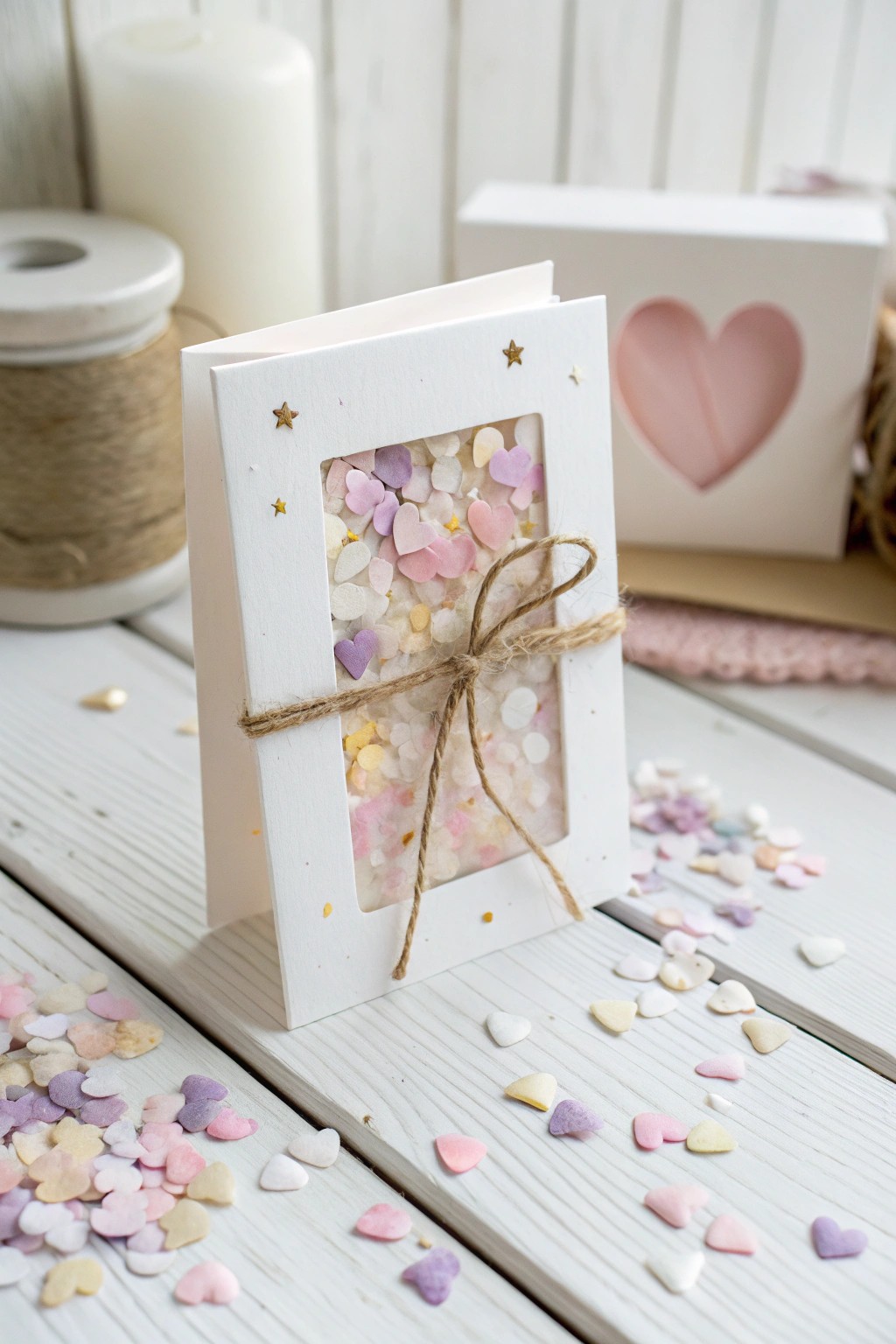 Shake up some joy: a dreamy, hand-crafted confetti shaker card in soft pastel hues.