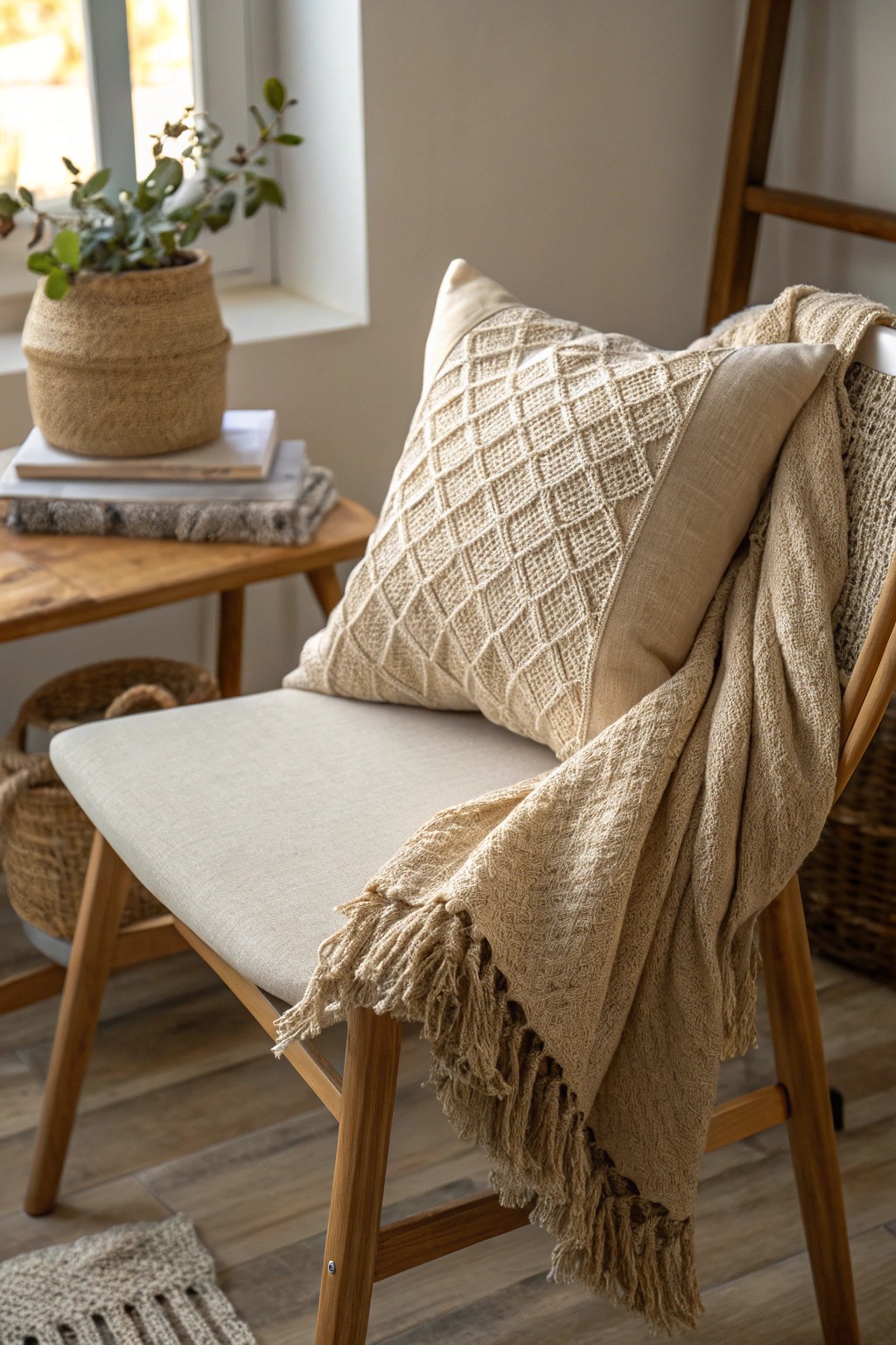Cozy up your workspace with artisanal textures and simple elegance.