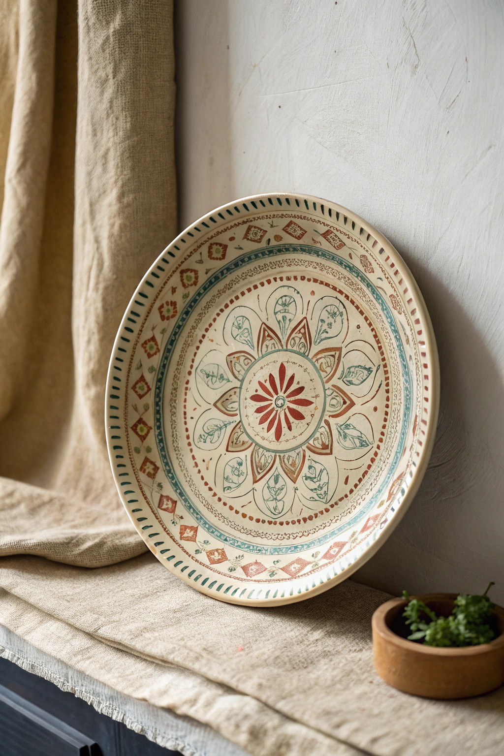 Celebrate timeless charm with a vintage ceramic plate as stunning wall decor.