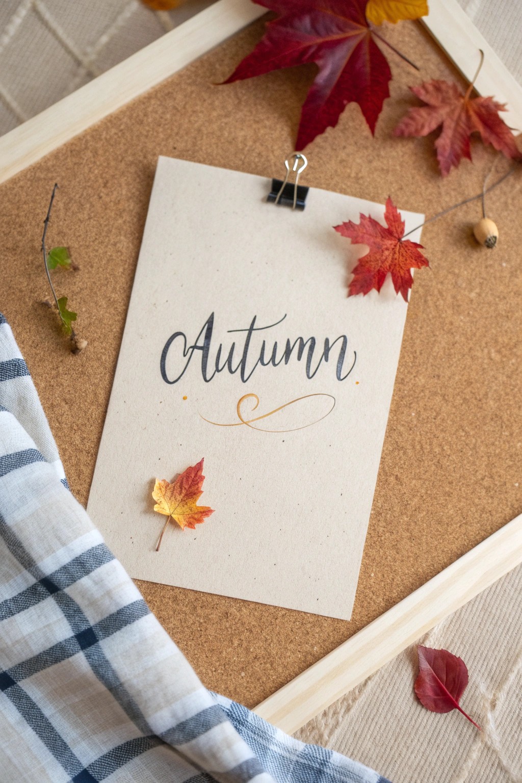 A touch of autumn warmth: Hand-lettered quote with natural textures for your seasonal bulletin board.