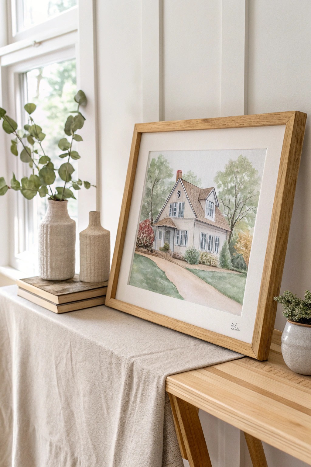 A custom illustrated house portrait—crafted with love for the perfect housewarming touch.