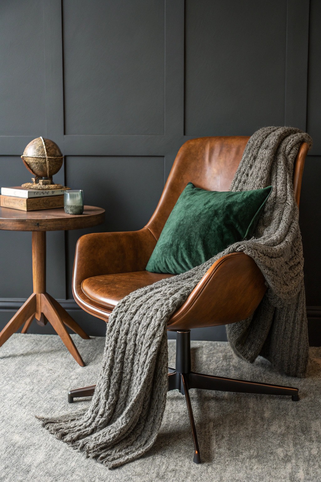 Textured layers: Elevate your office with timeless materials and simple, masculine elegance.