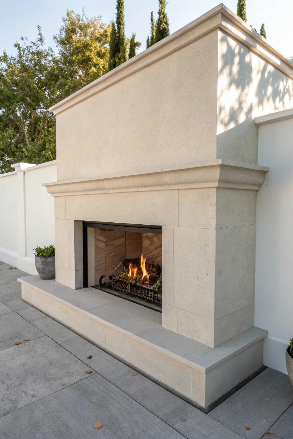Minimalist fireplace elegance in serene neutral tones