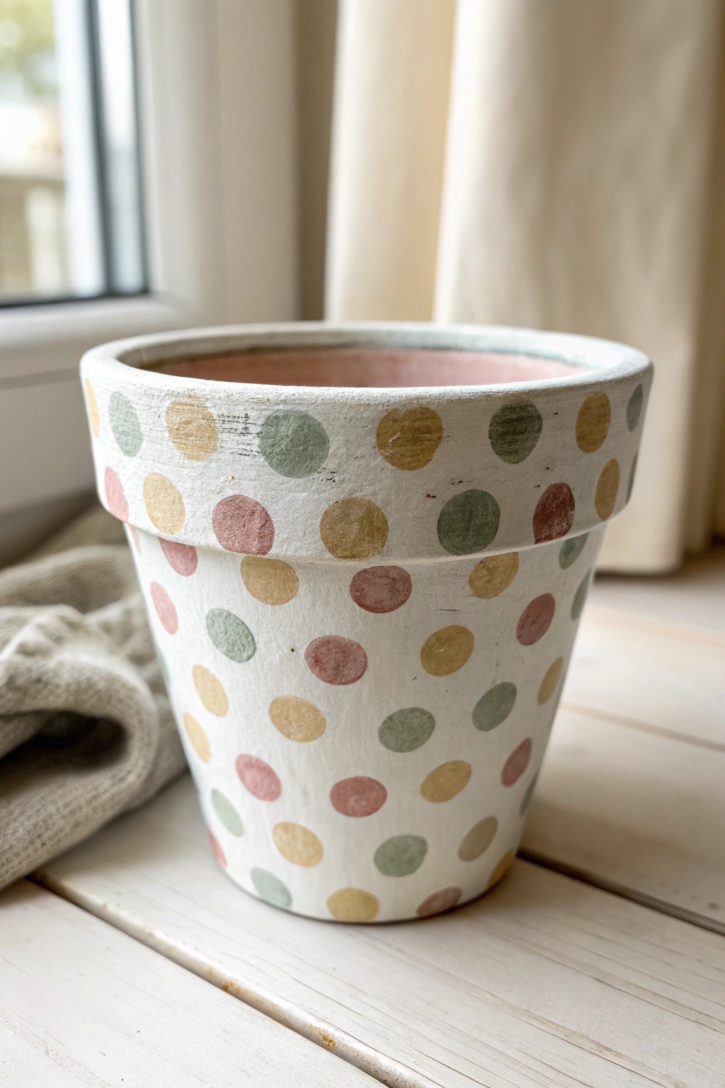 Retro charm meets modern minimalism—polka dot painted pots for a playful, feminine touch.