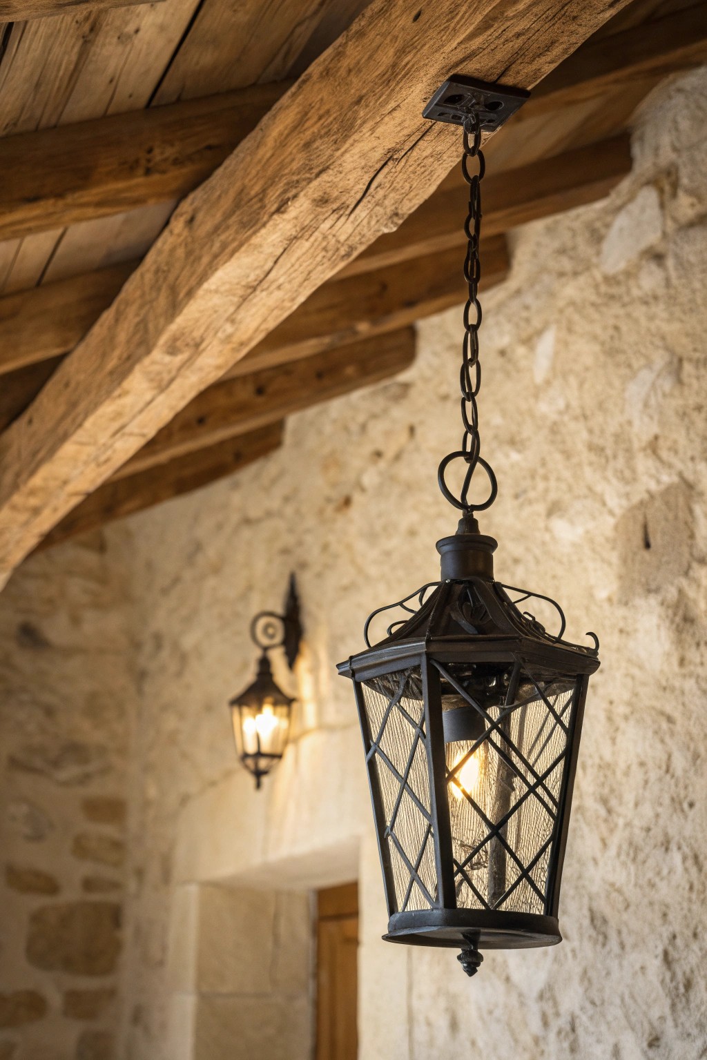 Add timeless warmth to your living room with a beautifully crafted lantern-style pendant.