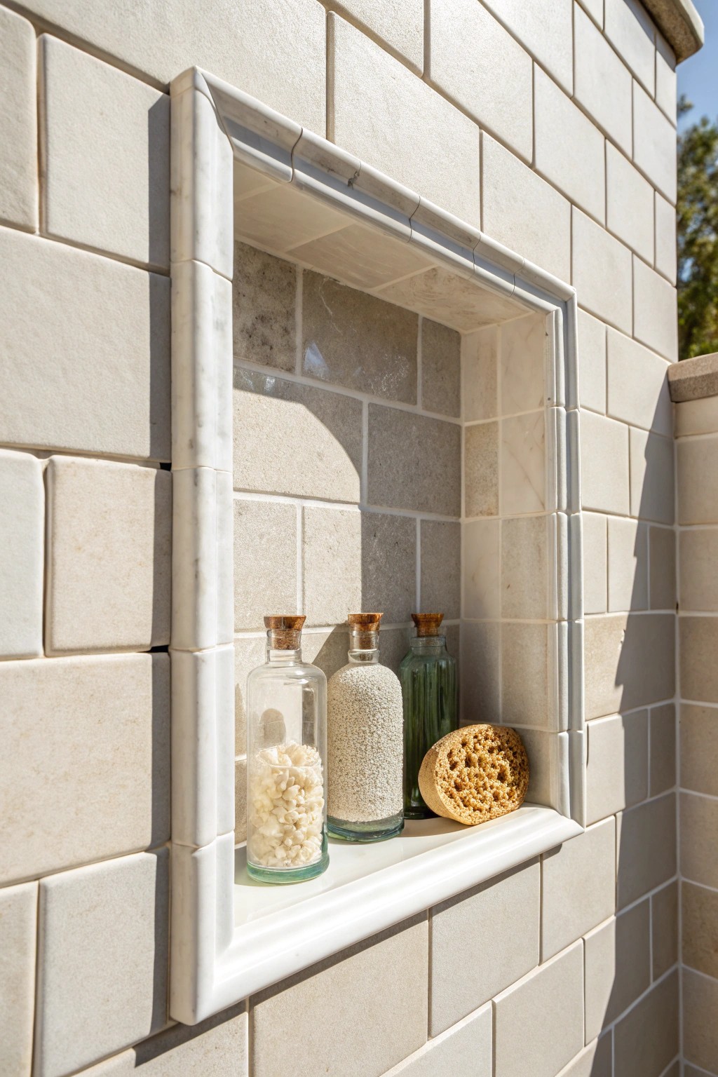 Elevate your shower with a custom-tiled niche—where beauty meets practical storage.