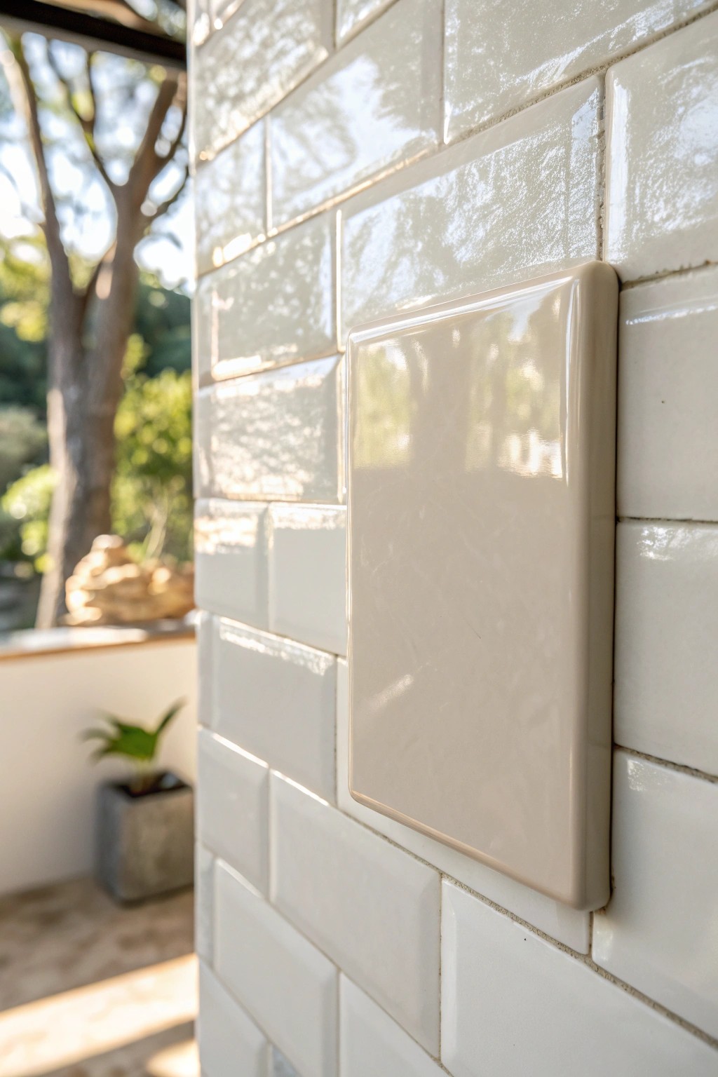 Amplify brightness in small showers with high-gloss, reflective tiles.