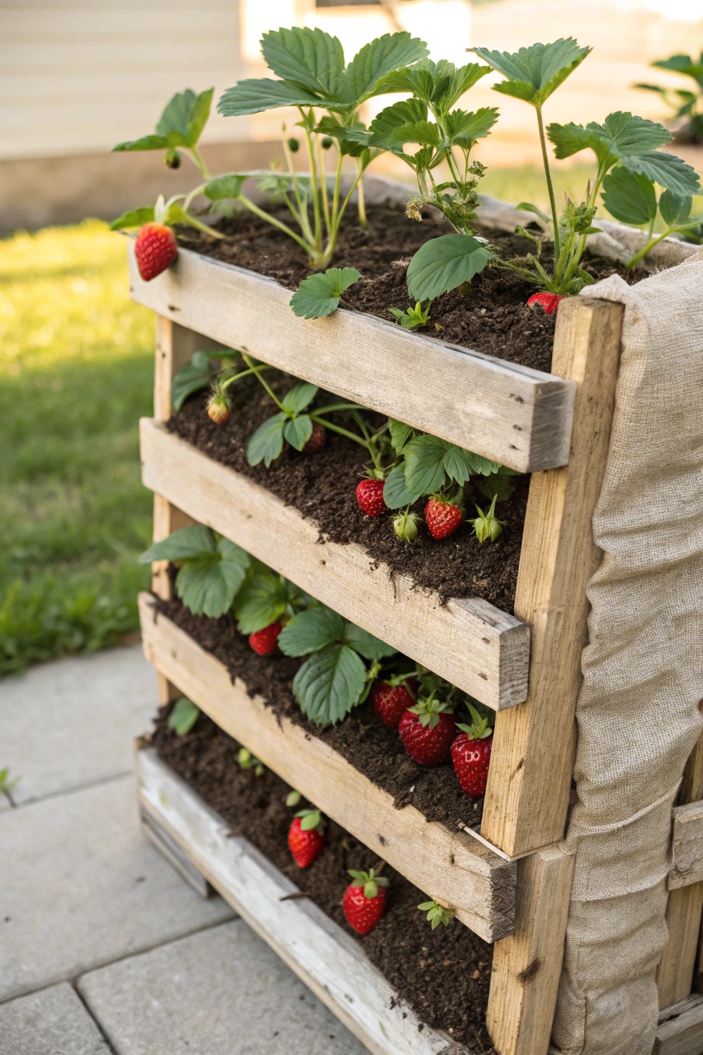 Turn a humble pallet into a stunning strawberry wall—simple, rustic, and bursting with homegrown charm.