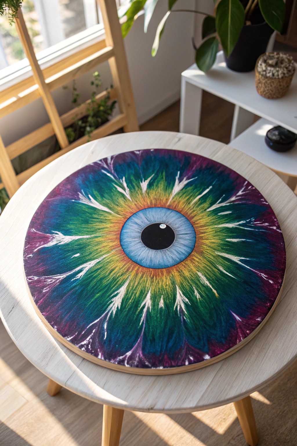 Mesmerizing iris-inspired acrylic pour—where art and natural beauty meet.