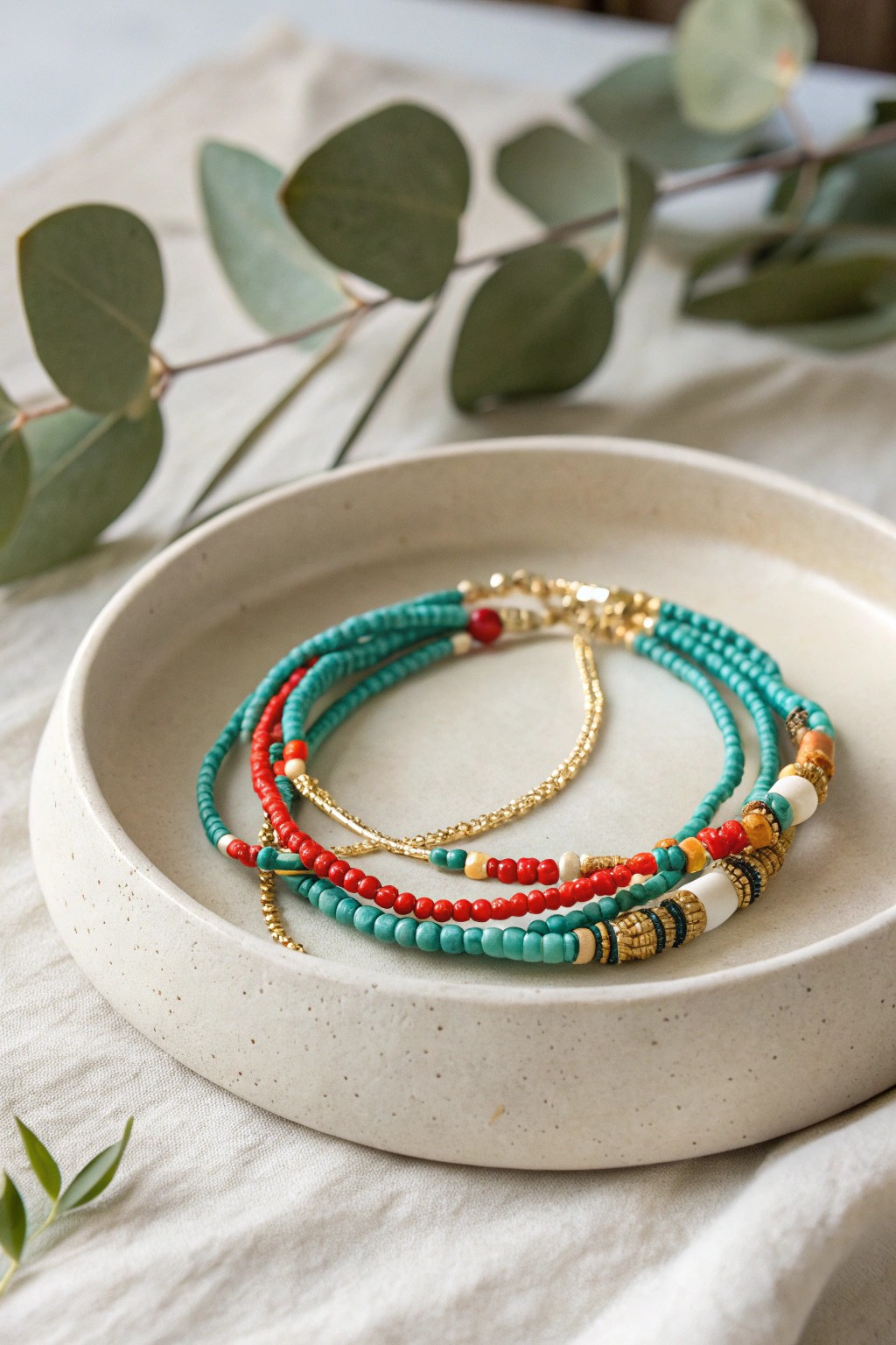 Layered boho chic—bold beads meet Scandinavian simplicity.