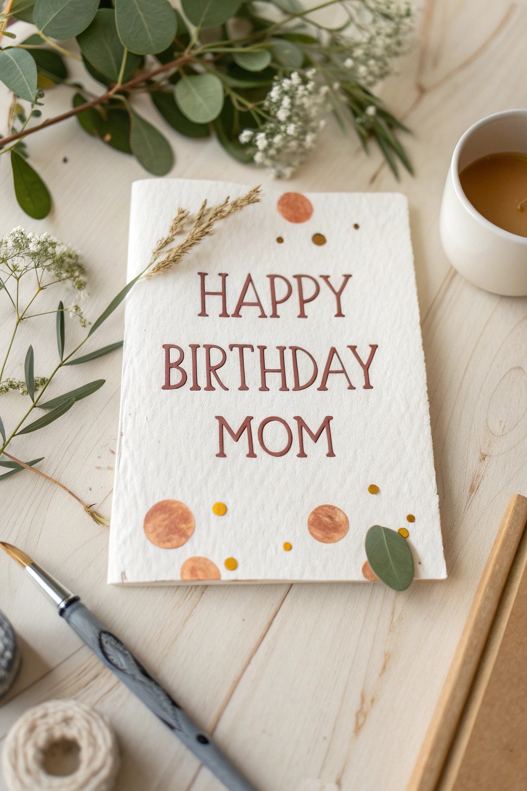 A minimalist scratch-off birthday card—handcrafted with love and a hint of surprise for mom.