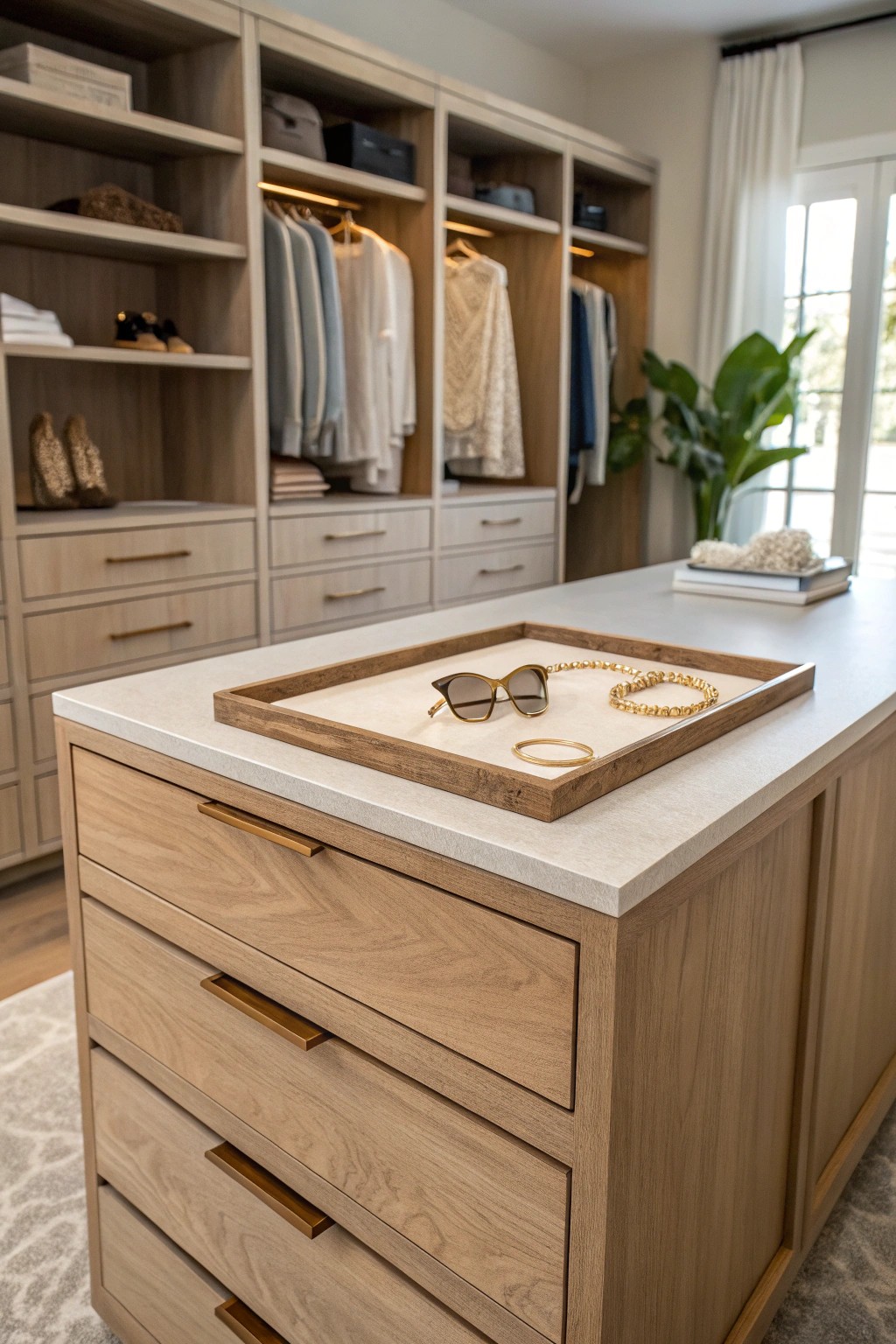 A handcrafted closet island—where elegance meets everyday organization.