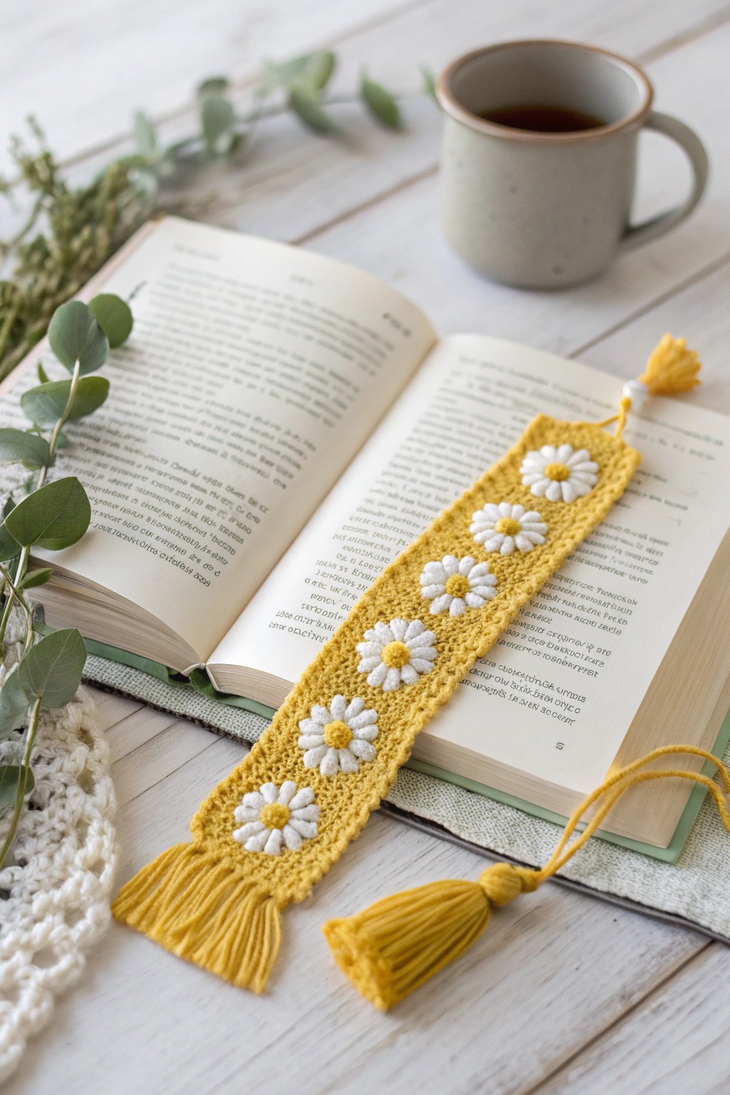 Handcrafted crochet daisy bookmark—where Scandinavian minimalism meets charming Boho detail.