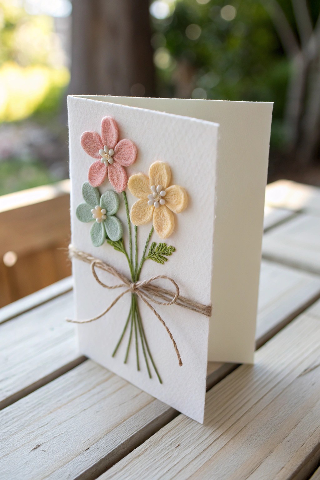 Tiny felt flowers add handcrafted charm to your next card creation.