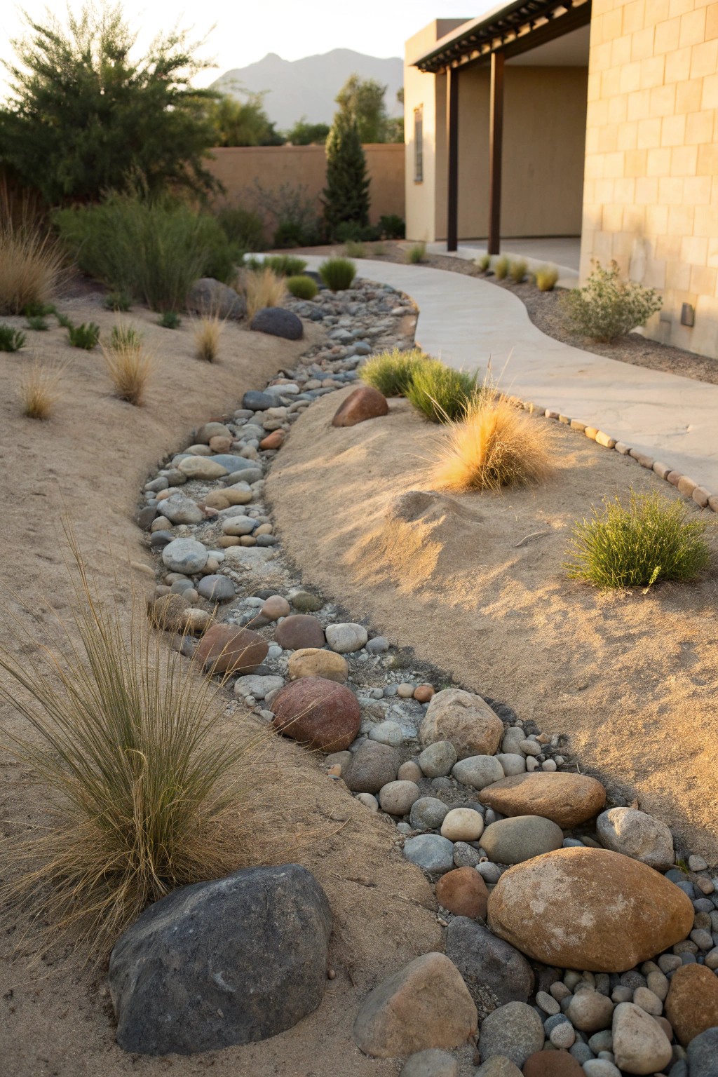 Transform your landscape with a serene, handcrafted dry creek bed.