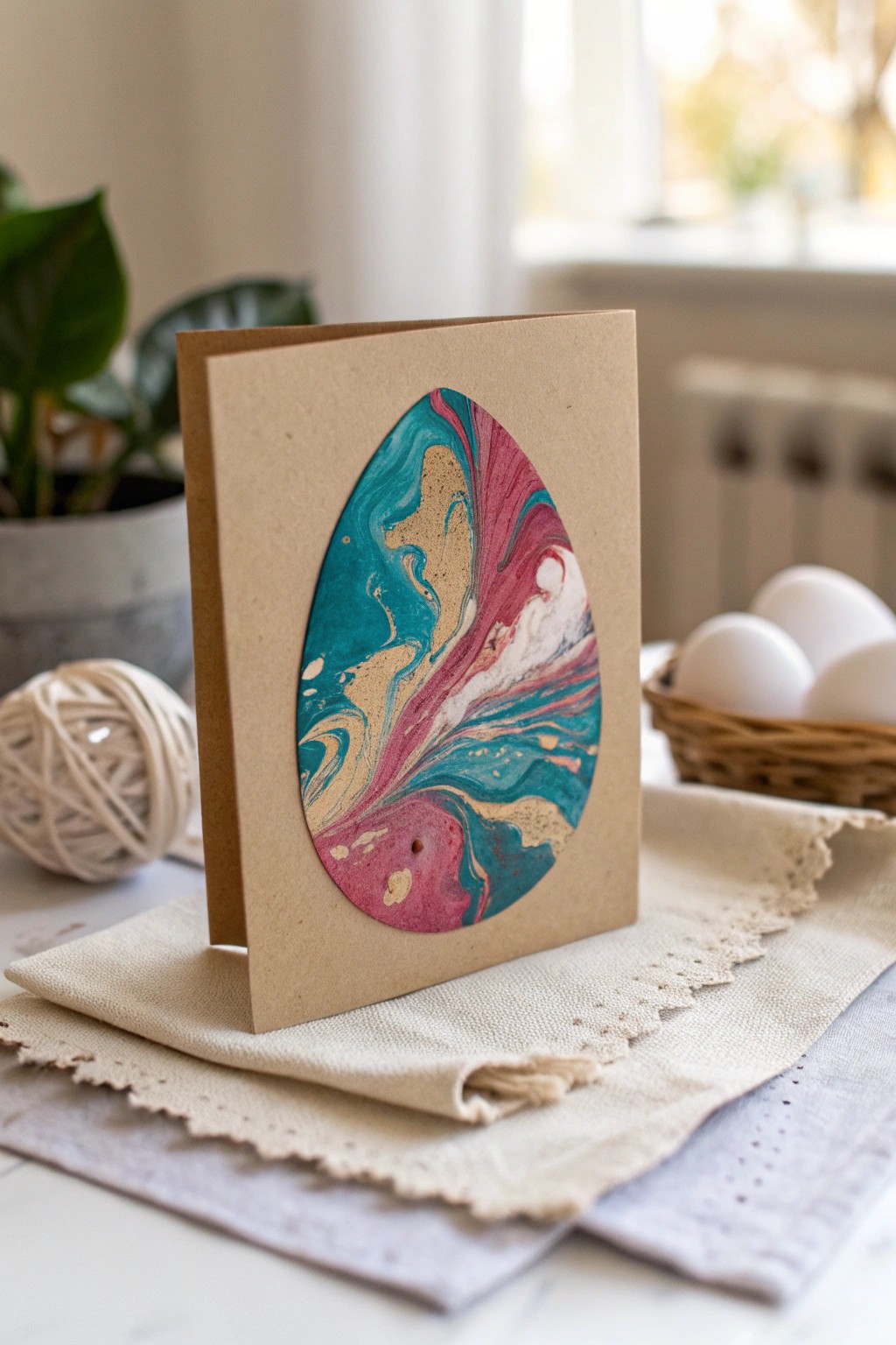 Modern marbled egg card: where Easter meets Scandinavian chic.