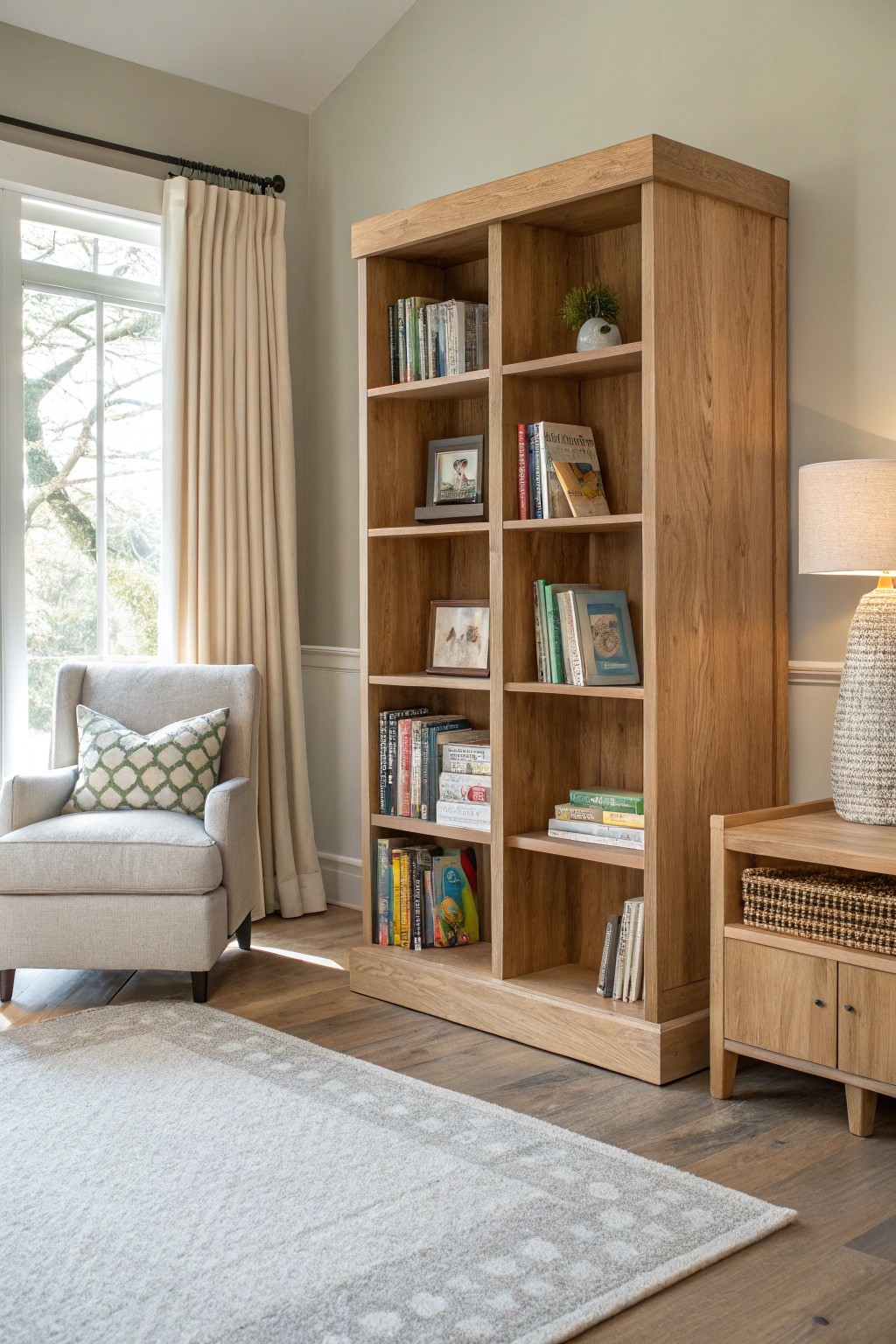 Define flexible family spaces with a beautiful modular bookshelf.