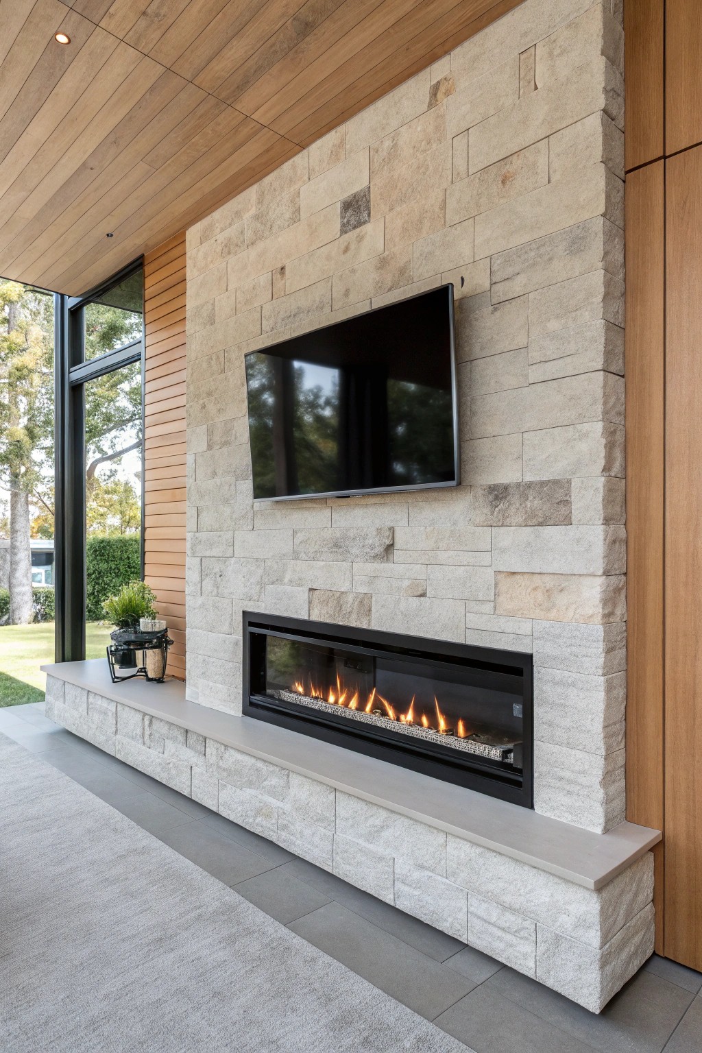 Effortless elegance: a TV and fireplace combo for cozy, modern living.