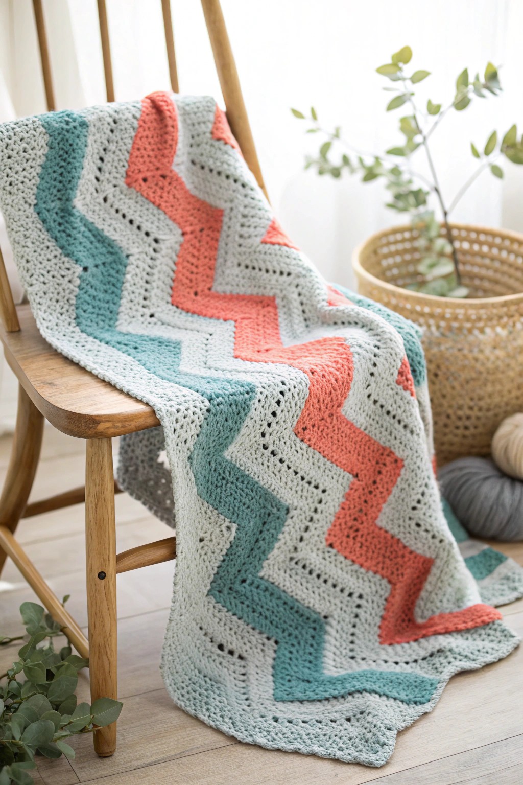 Modern chevron baby blanket—Scandinavian simplicity with a playful color twist.