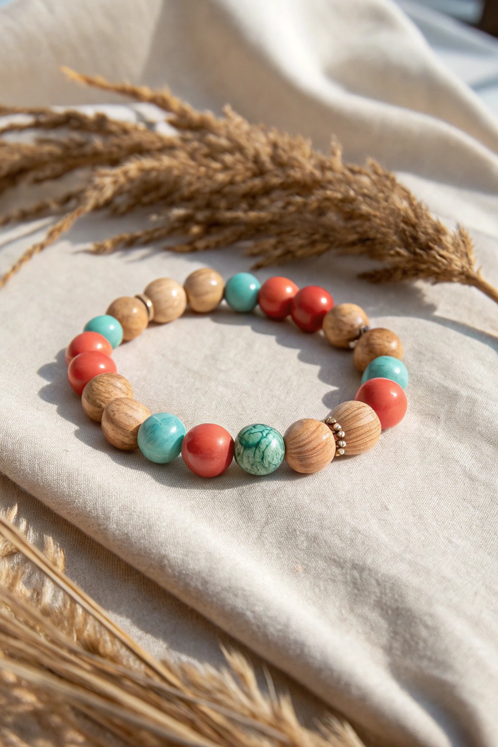 Chunky beads meet boho charm—an upcycled bracelet with personality.