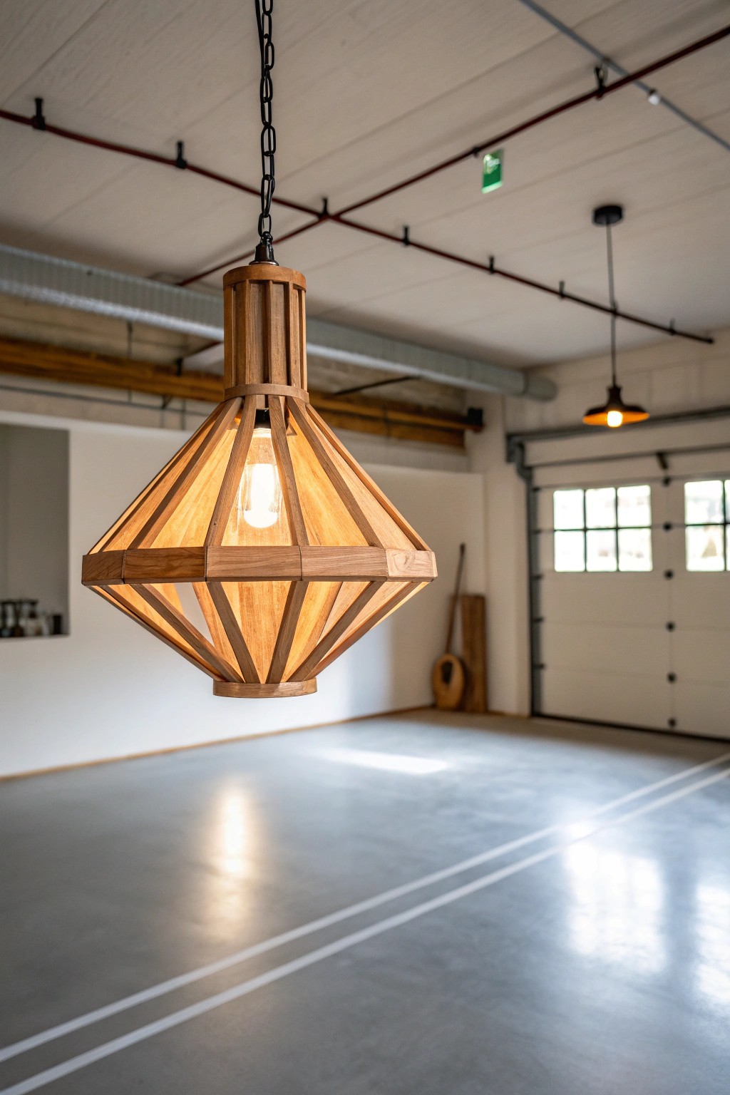 Elevate your garage gym with custom lighting—where energy meets calm in one beautiful touch.