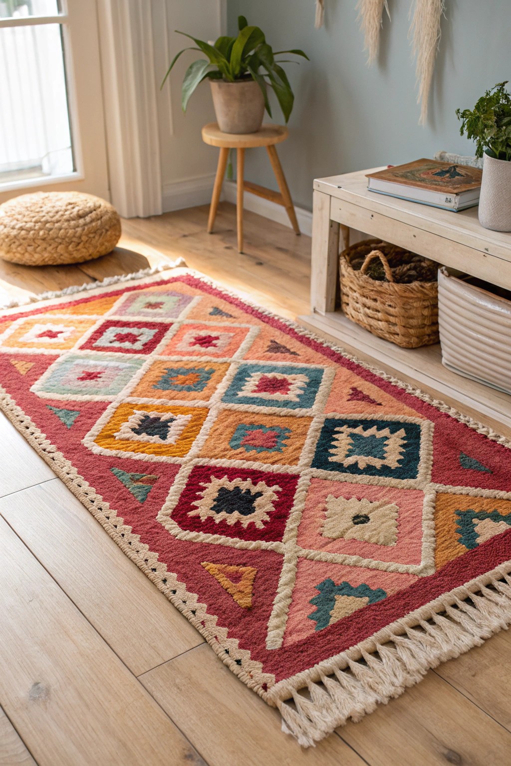 Add playful warmth and texture to your kids' room with a bold, handcrafted rug.